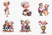 Quirky Valentine Elderly Couple Clip, an Illustration by CreationArt (Thumbnail 2 of 7)