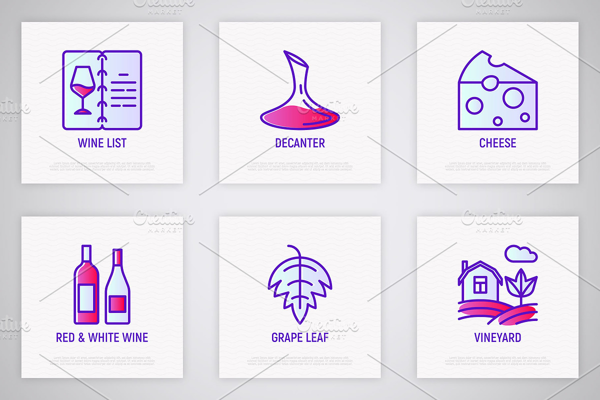 Wine | 16 Thin Line Icons Set, an Outline Icon by Alex Blogoodf (Photo 5 of 9)