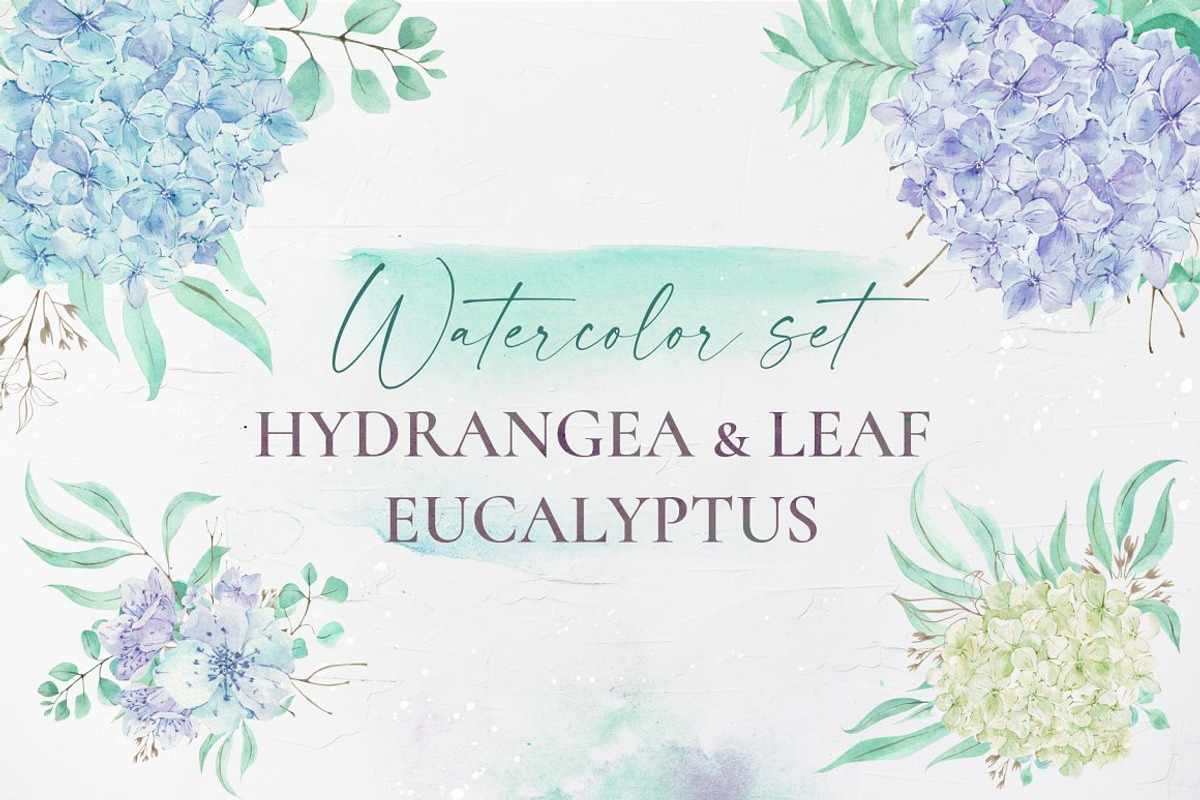Watercolor hydrangea & eucalyptus, a Decorative Illustration by Re_Margarita_Art (Photo 1 of 10)