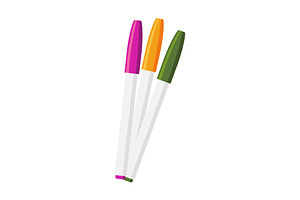 Three colorful marker pens