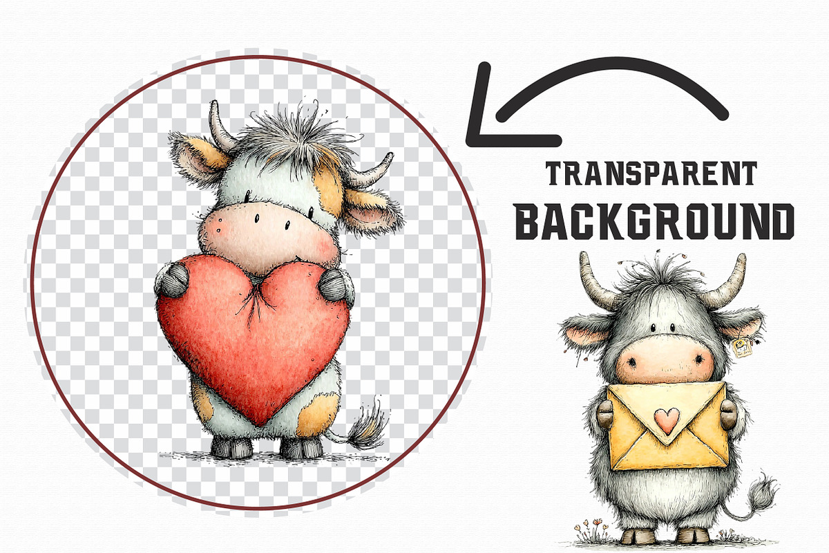 Whimsical Valentine Cow Clipart, an Illustration by Libby Wishes (Photo 6 of 6)