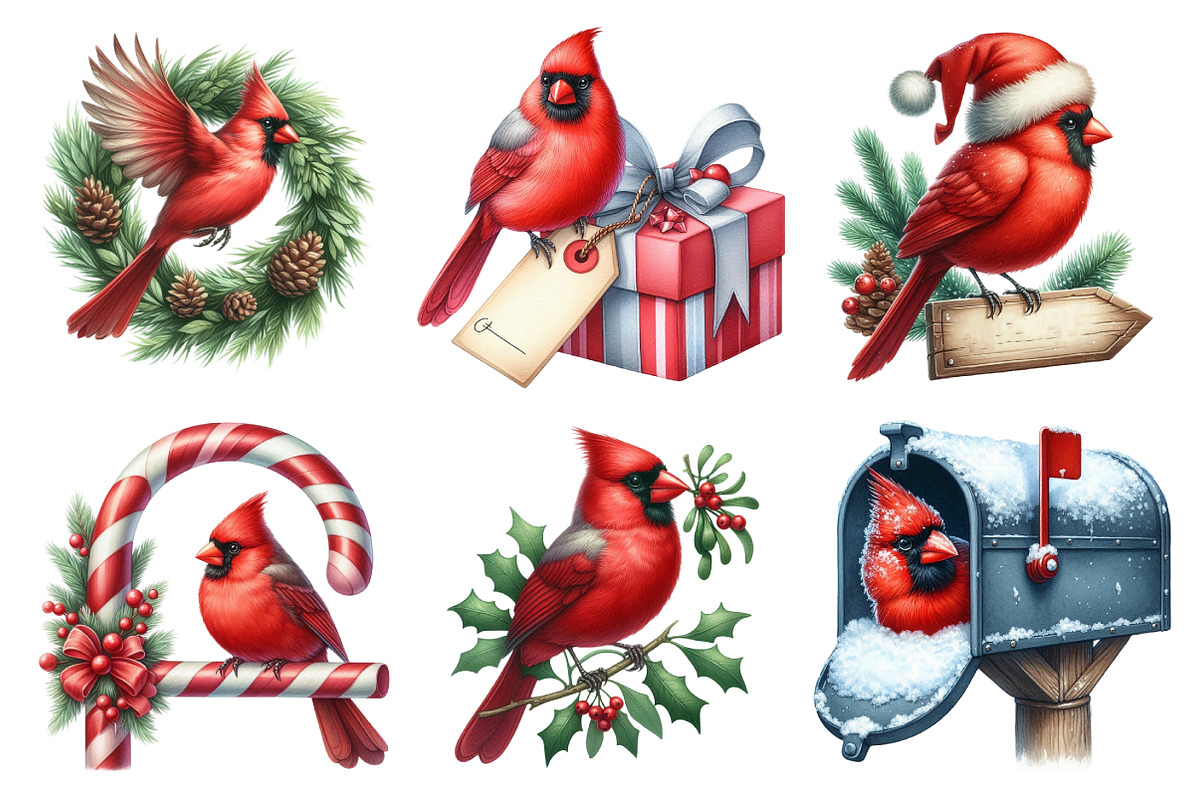 Red Cardinal Christmas Clipart, an Illustration by Daily.Designs (Photo 3 of 3)