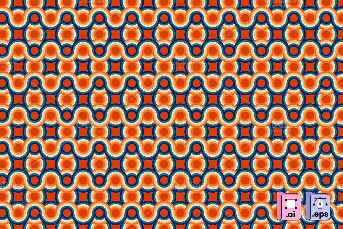 70s Geometric Loop Pattern, a Pattern Graphic by MISS CHATZ (Photo 1 of 4)