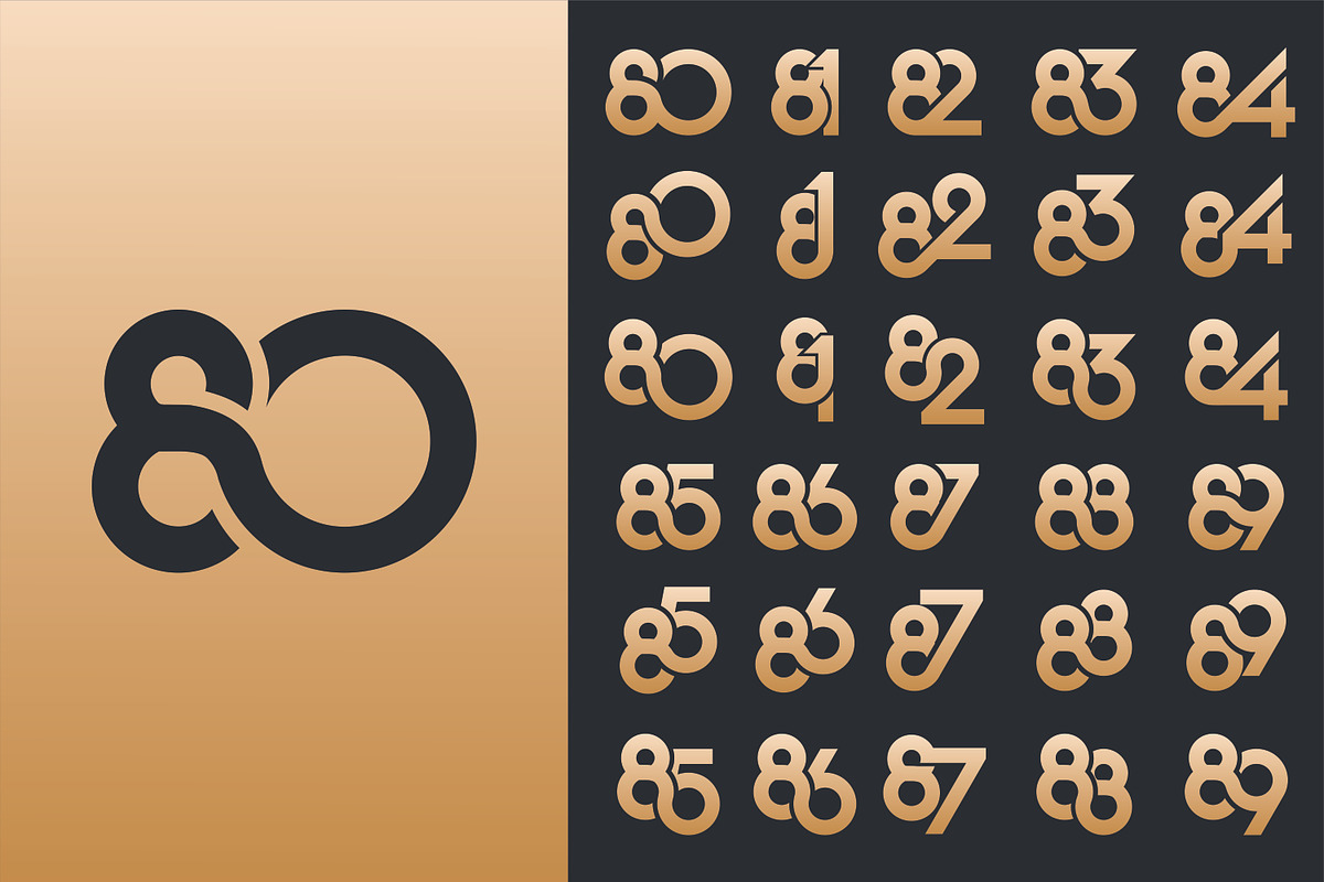 creative number 80 to 89 logo design, a Branding & Logo Template by BARONSTD (Photo 1 of 3)