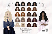 Moon Girls Clipart, a Decorative Illustration by GlamArtZhanna (Thumbnail 2 of 4)