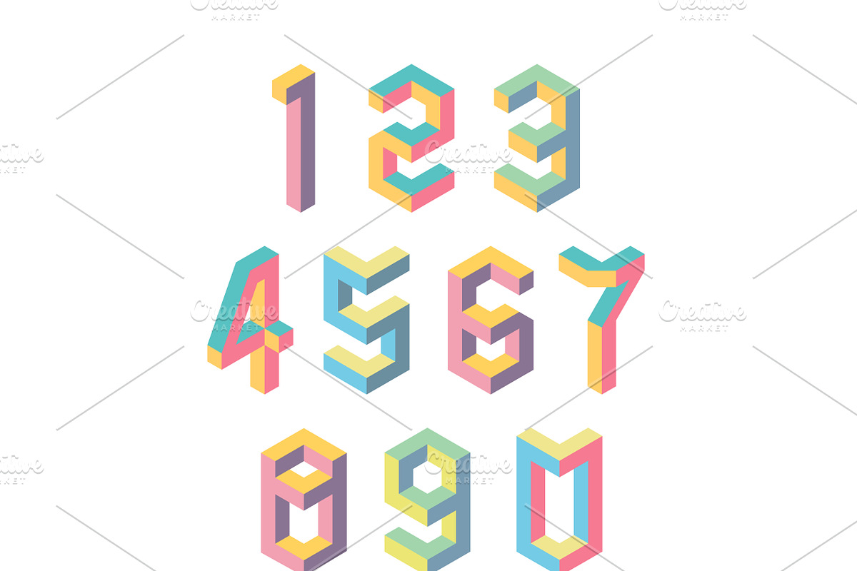 Isometric font. 3d geometry preview 3
