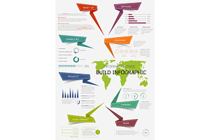 Infographic with world map for presentation design, a Finance Illustration by Vector Tradition