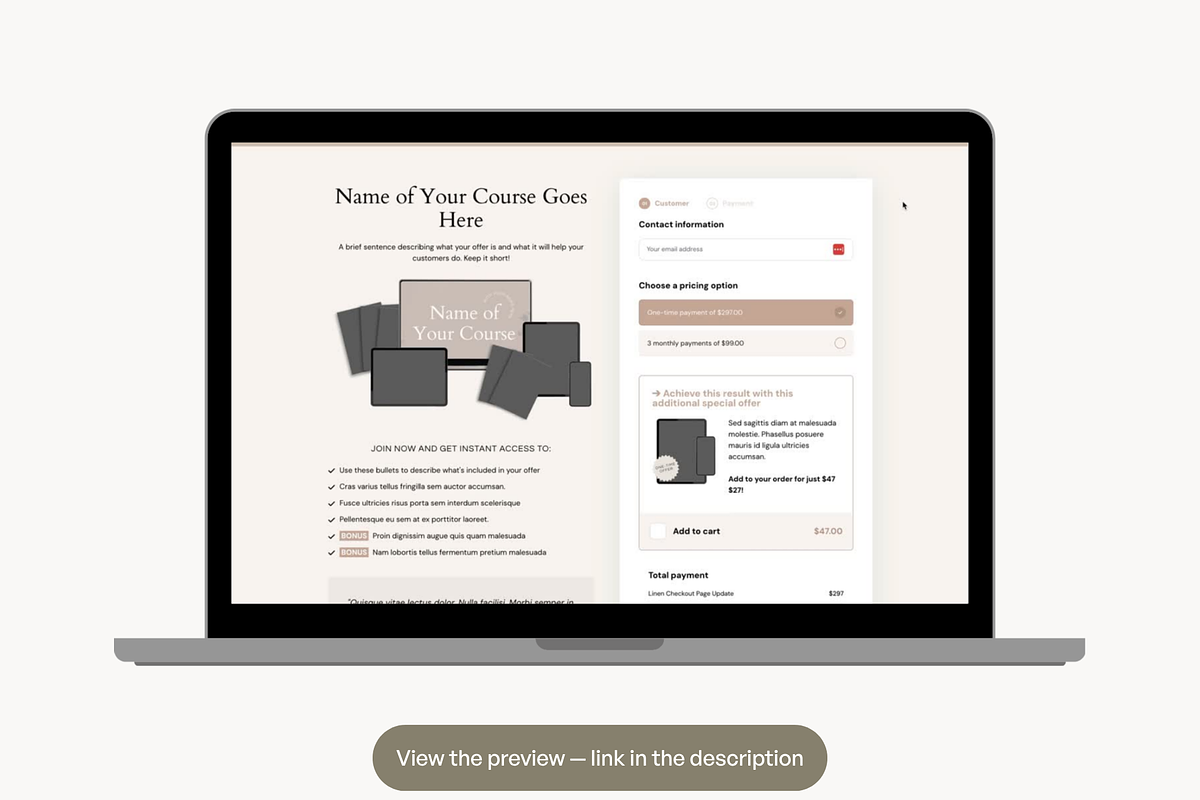 ThriveCart Checkout Template, a Landing Page Template by Pixel & Flow (Photo 2 of 8)