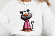 Quirky Valentine Black Cat Clipart, an Illustration by OK Design (Thumbnail 5 of 6)