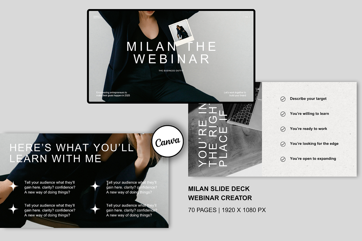 CANVA: Milan Slide Deck Webinar, a Presentation Template by thebusinessoutfit (Photo 3 of 32)