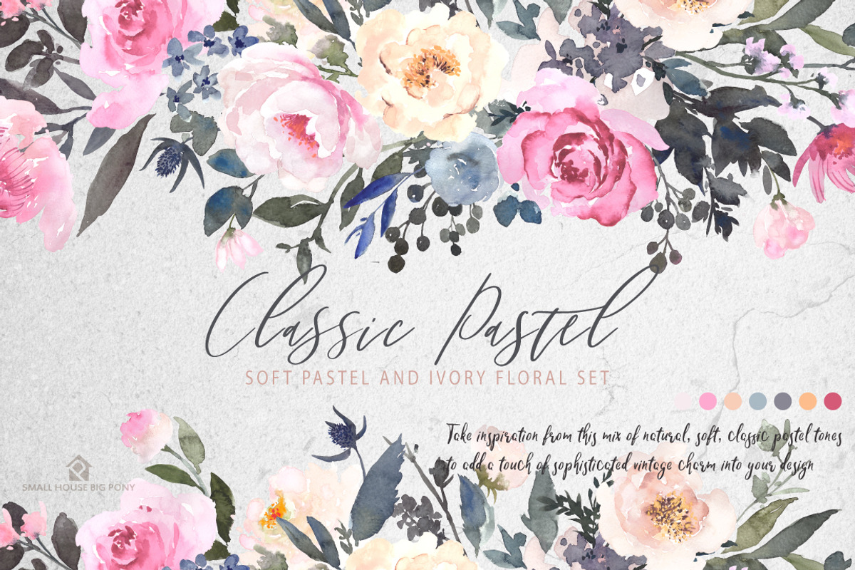 Watercolor Flowers: CLASSIC PASTEL, a Graphic by SmallHouseBigPony (Photo 1 of 18)