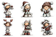 Whimsical Christmas Girl Clipart, an Illustration by designcity5 (Thumbnail 5 of 5)