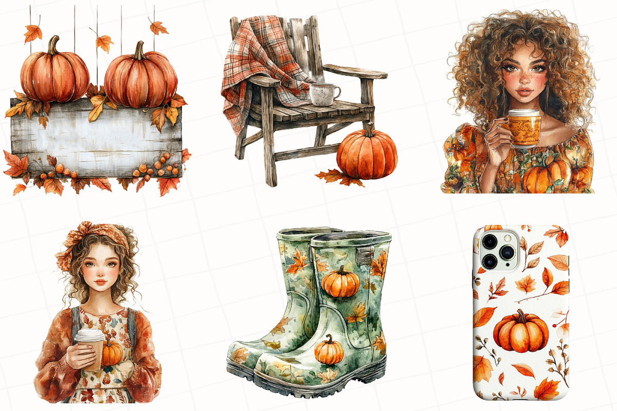 Cozy Autumn Pumpkin Clipart, an Illustration by OK Design (Photo 3 of 5)
