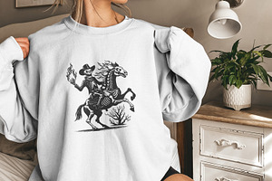 Skeleton Cowboy On Horse PNG