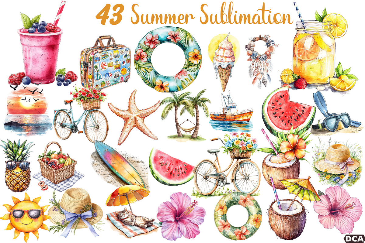 Hand-drawn Summer Sublimation, an Illustration by DreamCafeArt (Photo 1 of 6)