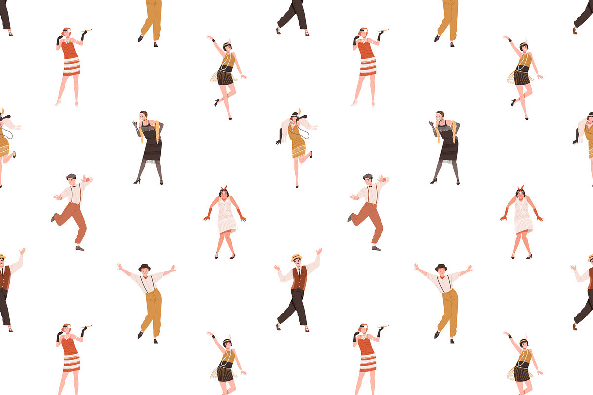 1920s dancers retro seamless pattern, a Pattern Graphic by Good Studio (Photo 3 of 6)