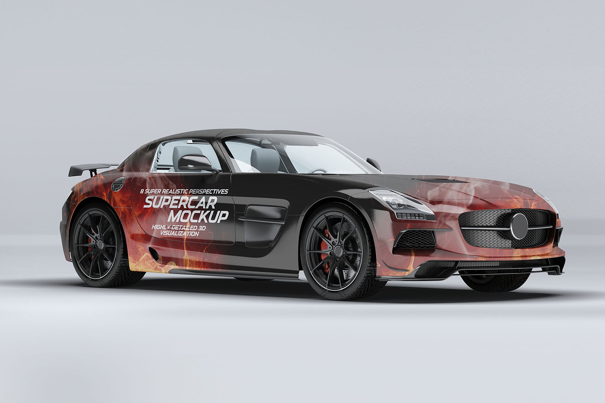 Supercar Mercedes SLS AMG Mockup, an Advertising Mockup by Xtrahive (Photo 2 of 2)