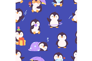 Funny penguins seamless pattern, an Animal Illustration by LadadikArt