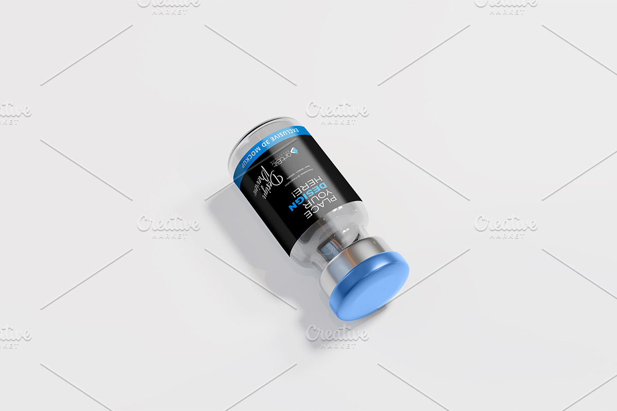 Vaccine Glass Vial Bottle Mockup Set, a Packaging Mockup by artBit Design Studio (Photo 4 of 7)