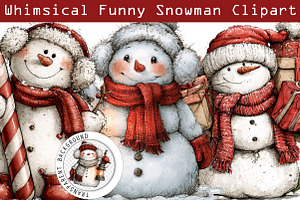 Whimsical Christmas Snowman PNG