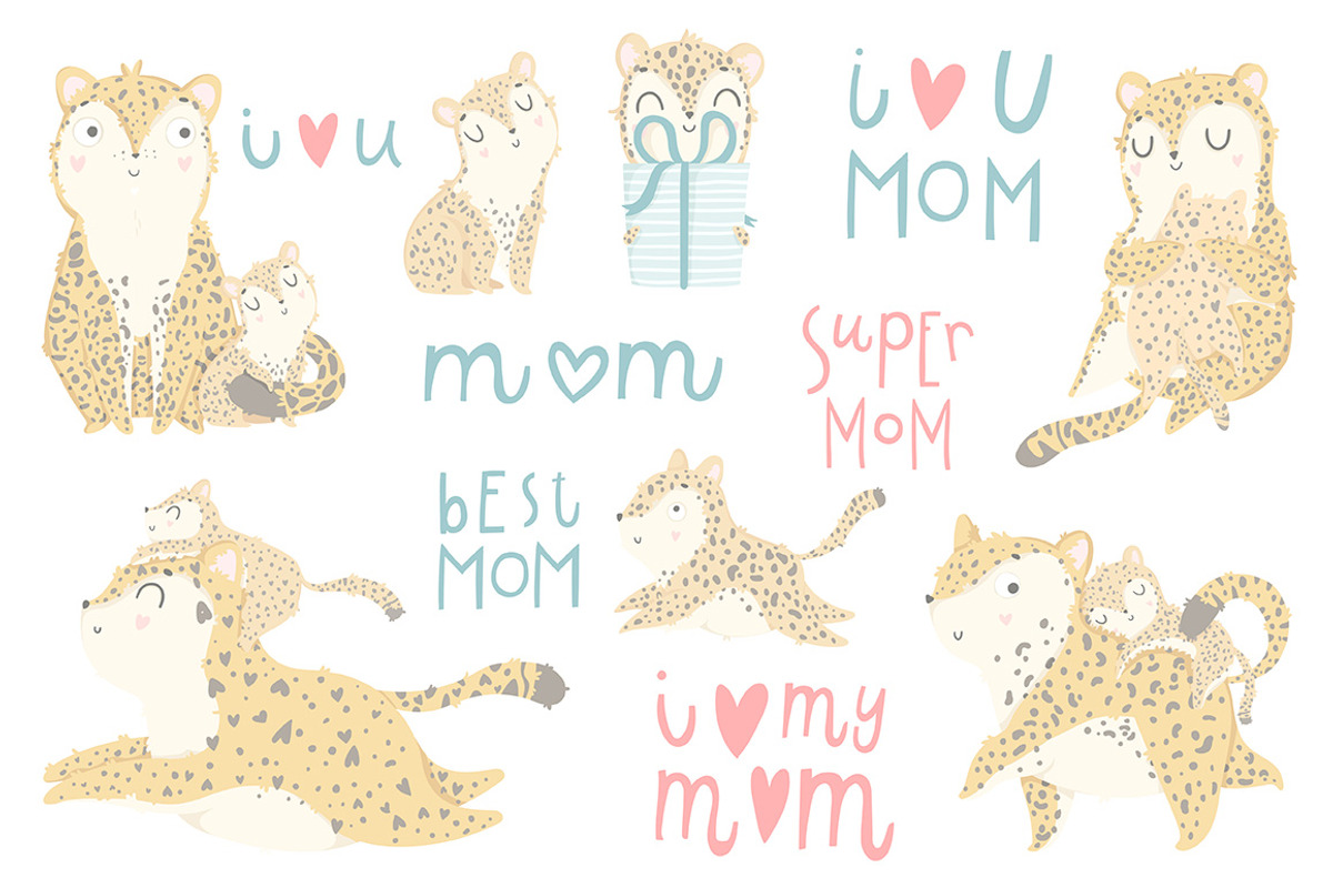 Mother's Day - leopard set, an Animal Illustration by Artnis (Photo 2 of 6)