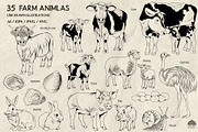 Farm Animals Line Art + Procreate, an Animal Illustration by Skliarova (Thumbnail 2 of 3)