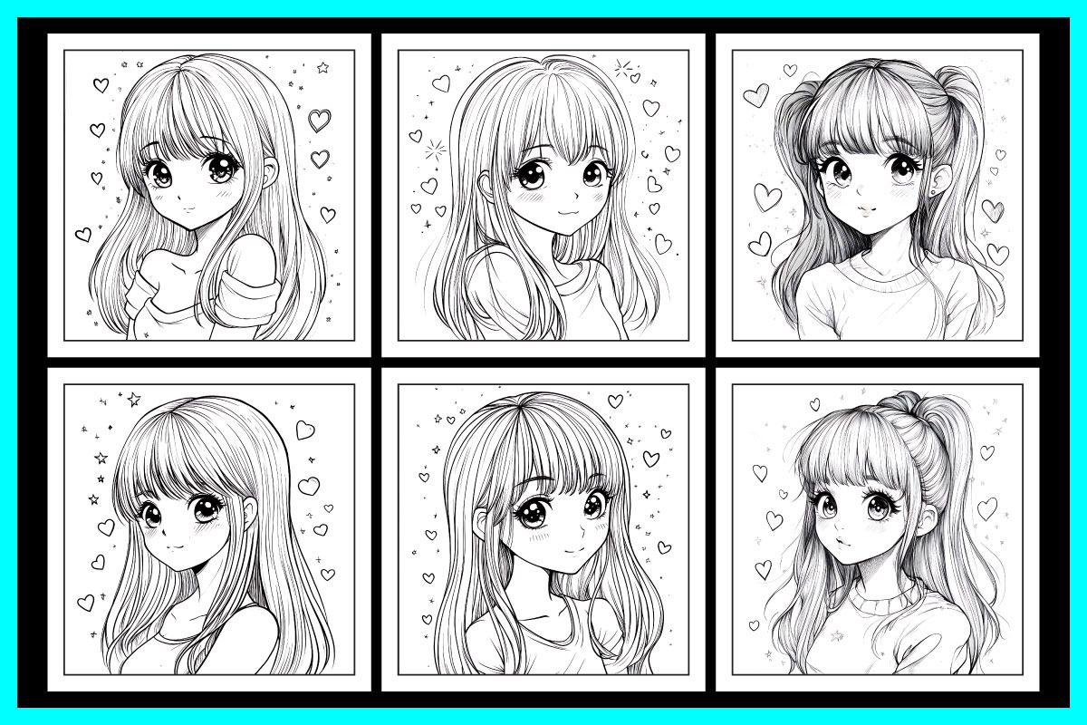 Valentine Anime Coloring Pages, a Person Illustration by protabsorkar11 (Photo 4 of 7)