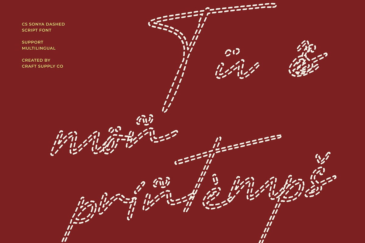 CS Sonya Dashed, a Script Font by Craft Supply Co. (Photo 7 of 8)