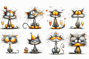New Year Cat Clipart, Party Graphics, an Illustration by Libby Wishes (Thumbnail 2 of 7)