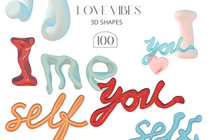 Love Vibes Gradients 3D Shapes