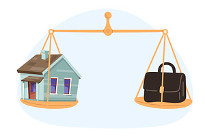 Home and portfolio on scale, a Finance Illustration by Vectorbuum