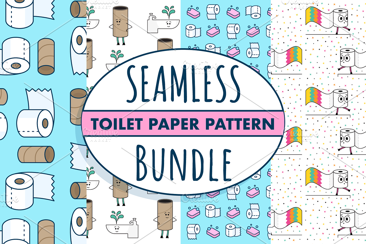 Seamless Toilet Paper Pattern Bundle, a Pattern Graphic by Queen of Infographics (Photo 1 of 6)