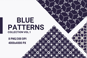 Blue Geometric And Floral Patterns 1, a Pattern Graphic by Trisuphat (Thumbnail 1 of 3)