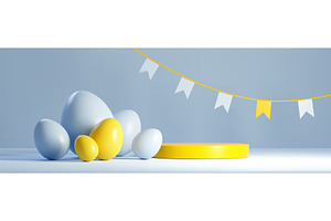 Easter banner with color eggs and, an Illustration by art PVP - market