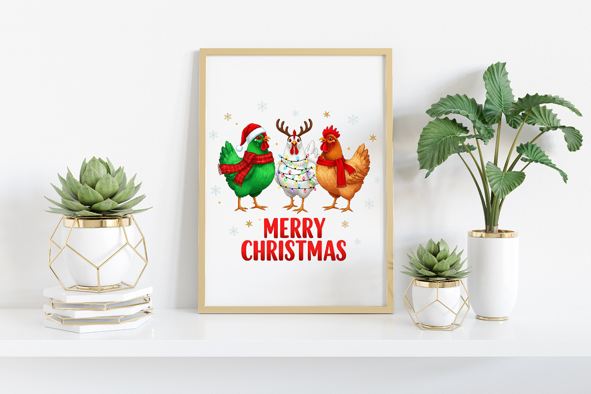 Merry Chickmas PNG, an Illustration by Craft Nest (Photo 5 of 6)