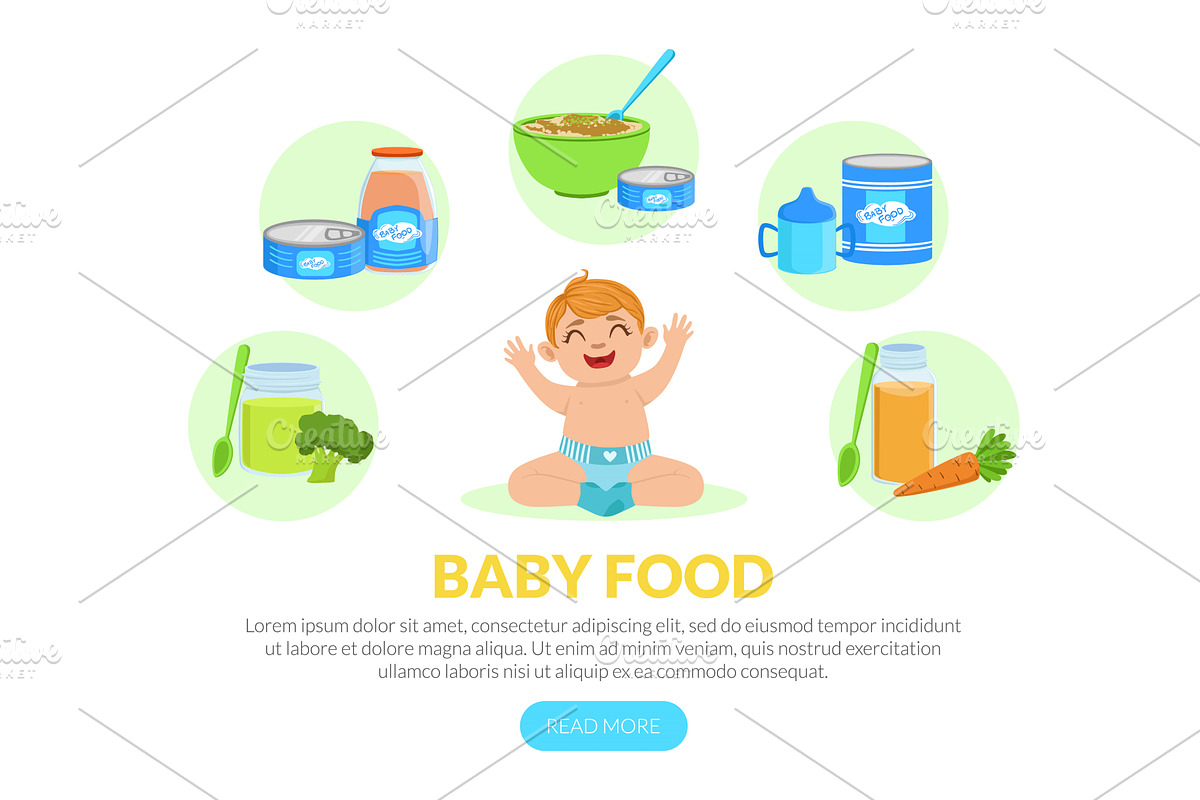 Baby Food Landing Page Template, a Food Illustration by TopVectors