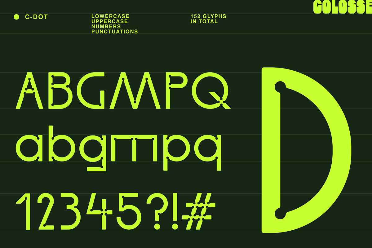 c-dot display typeface, a Sans Serif Font by Colosse Foundry (Photo 2 of 8)