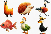 Watercolor Quirky Animals Clipart, an Illustration by Canvas Craft (Thumbnail 2 of 8)
