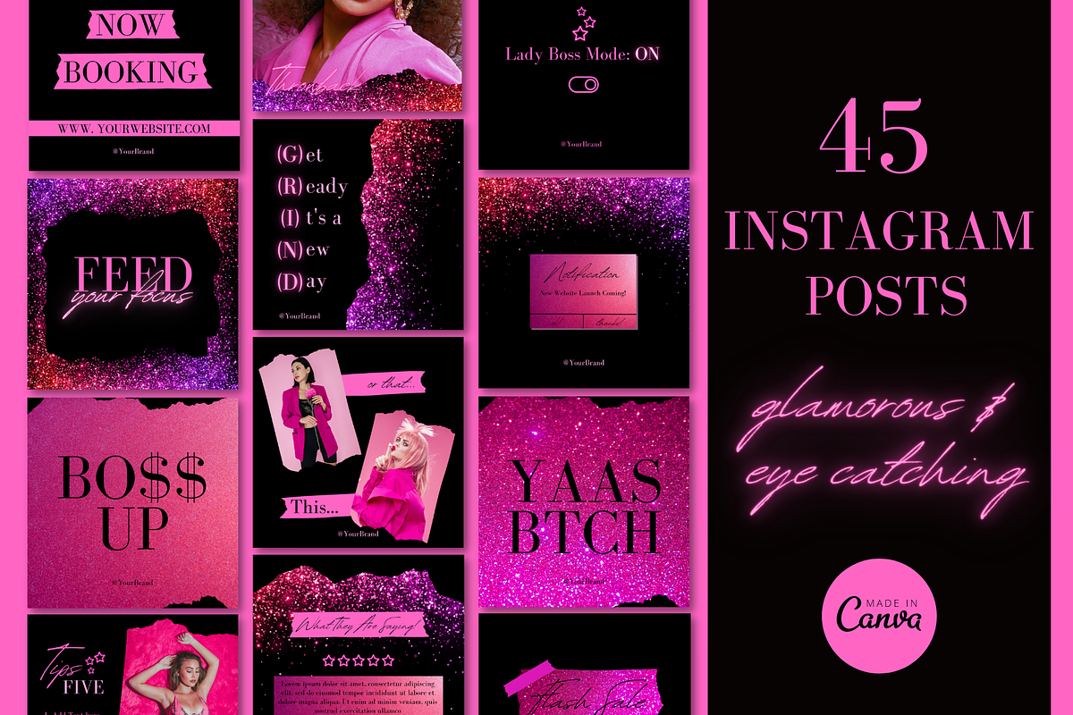 Black & Pink Boss Instagram Template, a Social Media Template by Faytemplates (Photo 2 of 8)