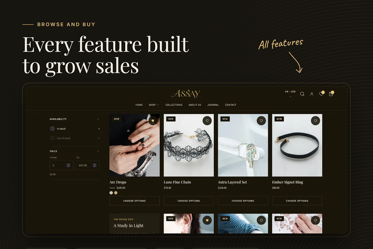 Assay – Jewelry Shopify Theme OS 2.0, a Shopify Template by ArslanAli (Photo 5 of 6)