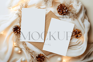 Double Christmas Card Mockup, a Product Mockup by TatiMockup