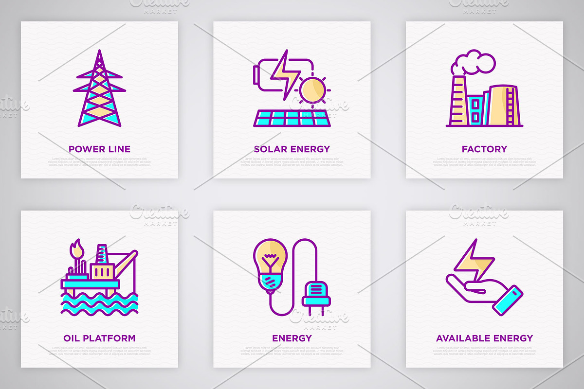 Energy | 16 Thin Line Icons Set, an Outline Icon by Alex Blogoodf (Photo 5 of 9)