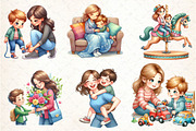 Mom and Sons Customizable Clipart, an Illustration by DreamCafeArt (Thumbnail 2 of 6)