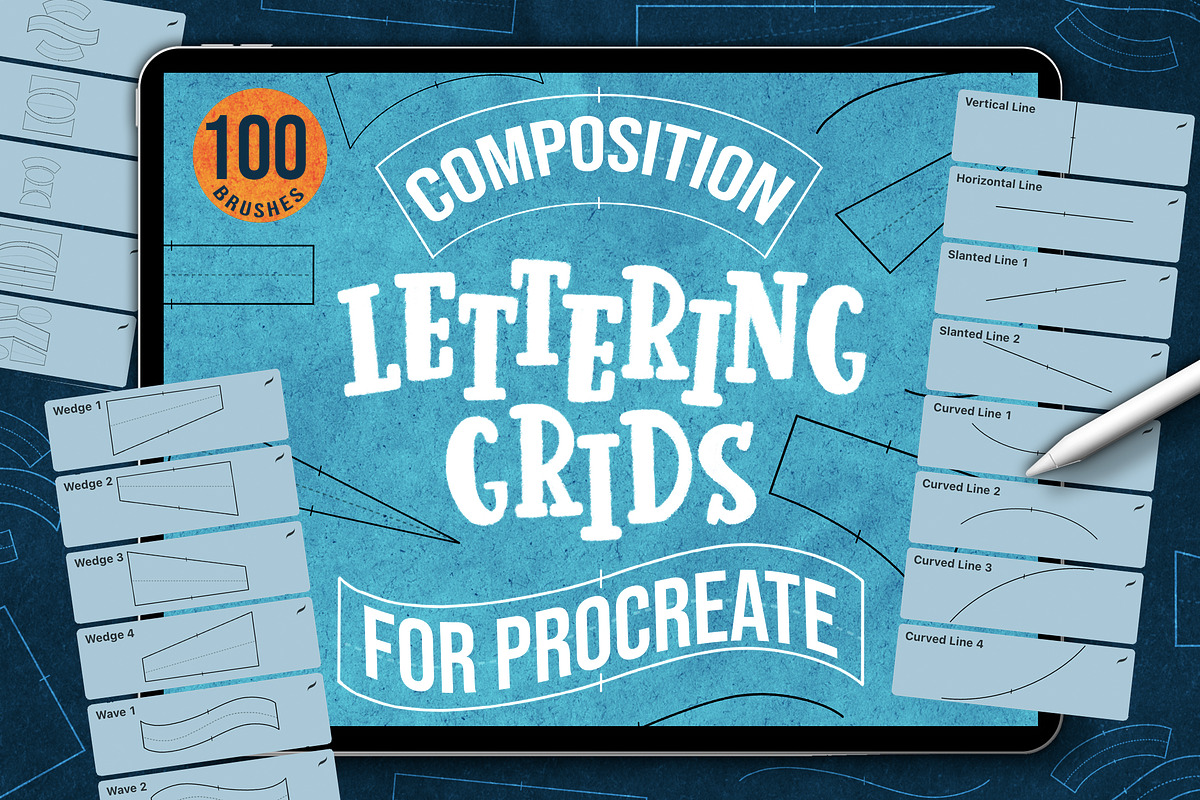 Lettering Grids Procreate Brushes, a Brush Add-On by shannonlayne (Photo 1 of 5)