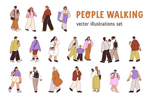 People walking on street set, a Person Illustration by Good Studio