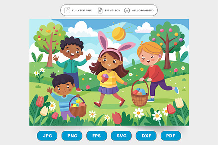 Children happily playing in the park
