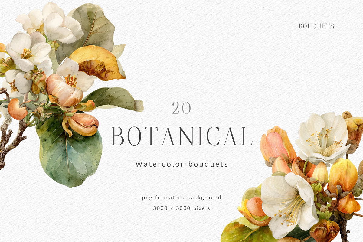 Watercolor Botanical Clipart, a Decorative Illustration by ThaismotaCreativeCo (Photo 3 of 11)