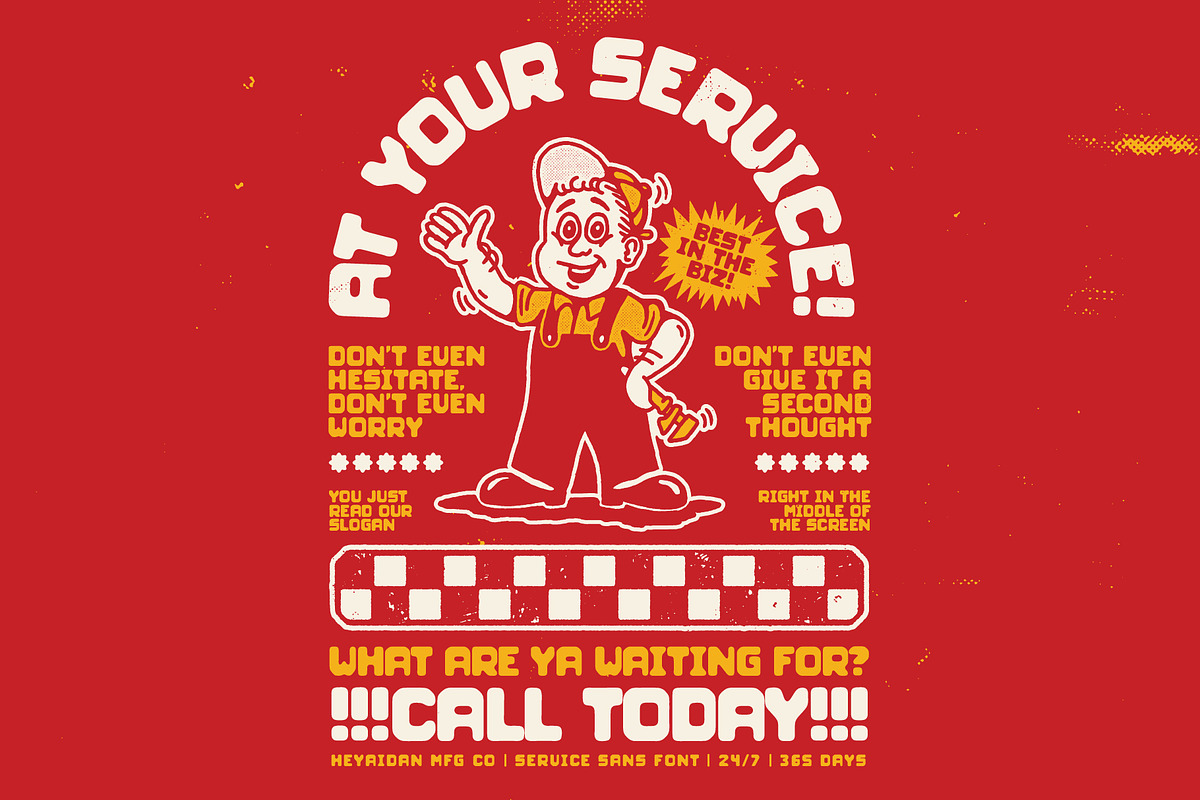 Service Sans | Retro Blocky Font, a Sans Serif Font by HeyAidan (Photo 7 of 7)