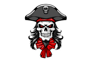 Pirate captain skull mascot, a Person Illustration by Vector Tradition