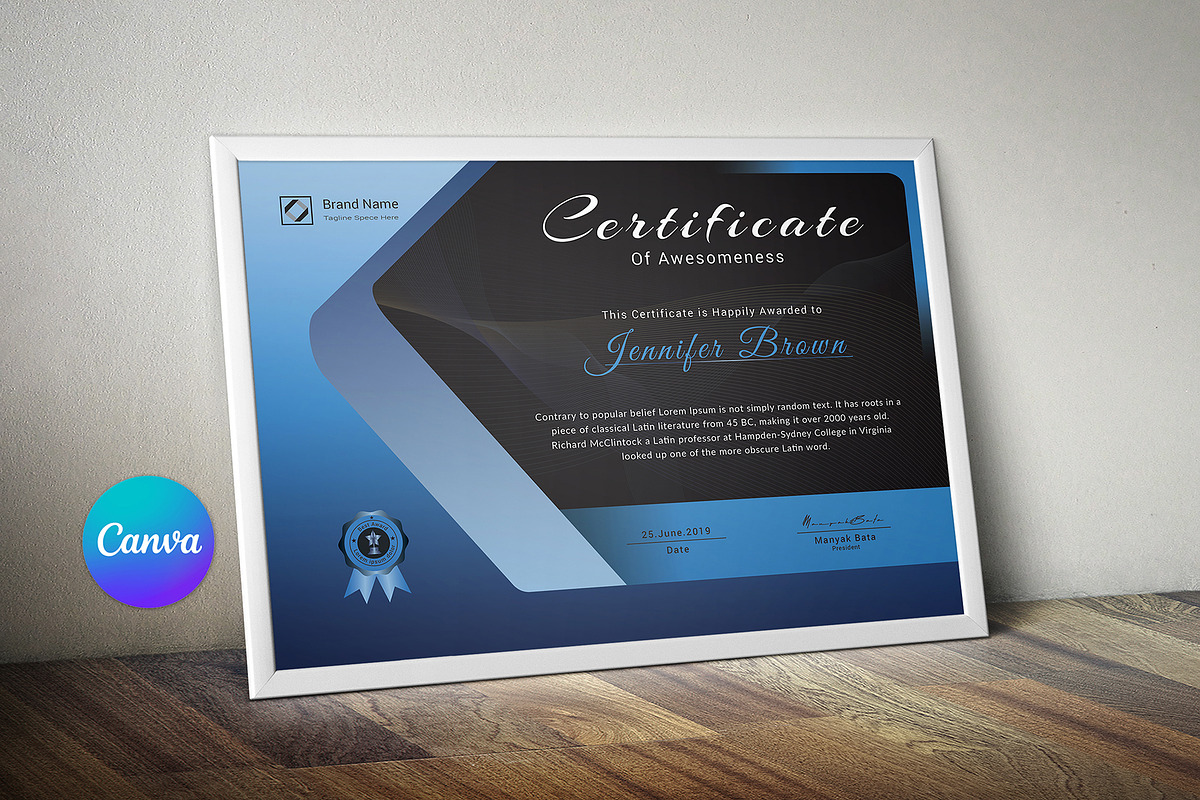 Canva Certificate Template, a Stationery Template by DesignDevisers (Photo 2 of 9)